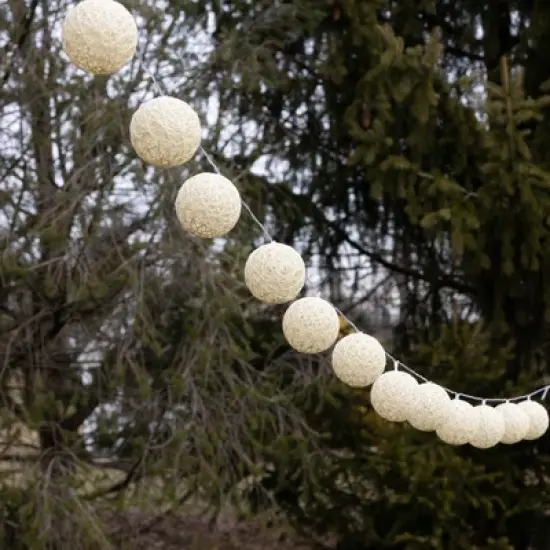 LumaBase Solar-Powered String Lights with 20 Warm White Cotton Globes image {2}