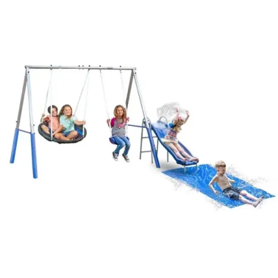 XDP Recreation Playtime Fun with Water Slide, Super Disc Swing and Swing Seat, Outdoor Playground Set for up to 4 Children at Once image {6}