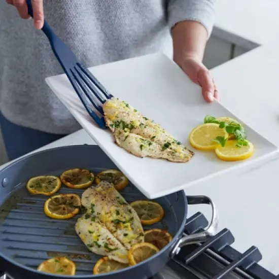 GreenPan 7pc Platinum Silicone Utensil & Crock Set Oxford Blue: Dishwasher-Safe, Steel & Silicone, Lifetime Warranty image {4}