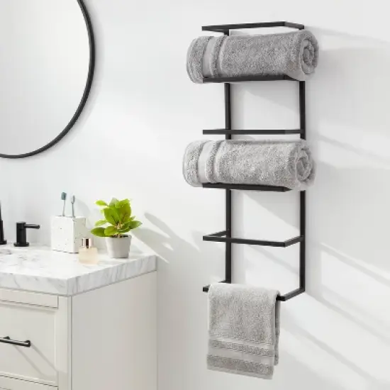 Towel Wall Storage Cabinet Black Metal - Brightroom&trade; image {1}
