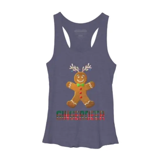 Women's Design By Humans Gingerbread Reindeer Matching Family Group Christmas Pajama By Forever9 Racerback Tank Top image {4}