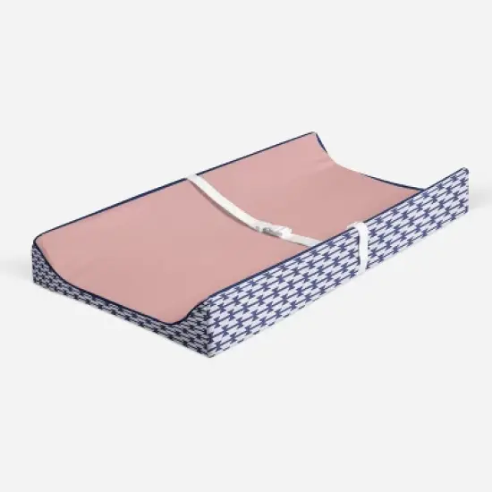 Bacati - Emma Solid Coral/Navy Quilted Changing Pad Cover image {2}