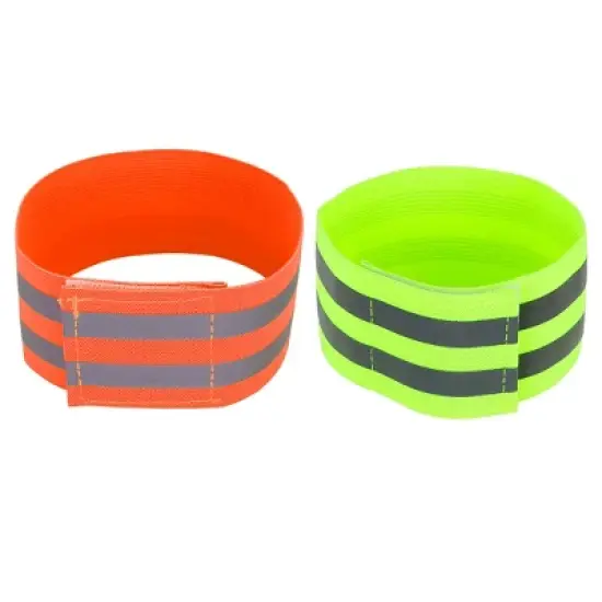 Unique Bargains Reflective Bands for Arm Ankle Reflective Armbands Slaps Night Riding Reflector Tape Straps Bracelet Orange Green 8 Pcs image {4}
