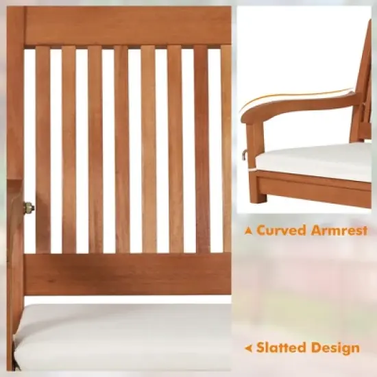 Tangkula 2-Seat Patio Hanging Wooden Porch Swing Bench w/ Cushion image {6}