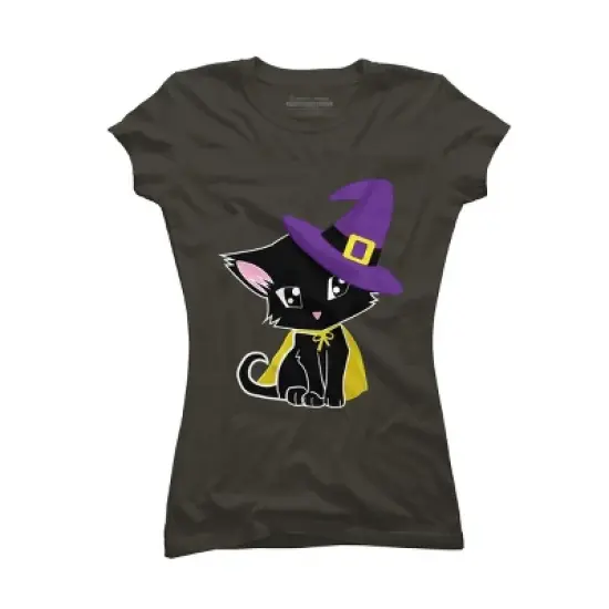Junior's Design By Humans Halloween Cat By AdrianaOliveira T-Shirt image {5}