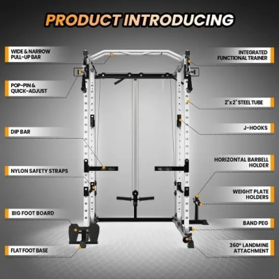 2000 LBS Power Cage,Multi-Function Power Rack with Cable Cross-Over System,Squat Rack with LAT Pull Down System for Home Gym image {4}