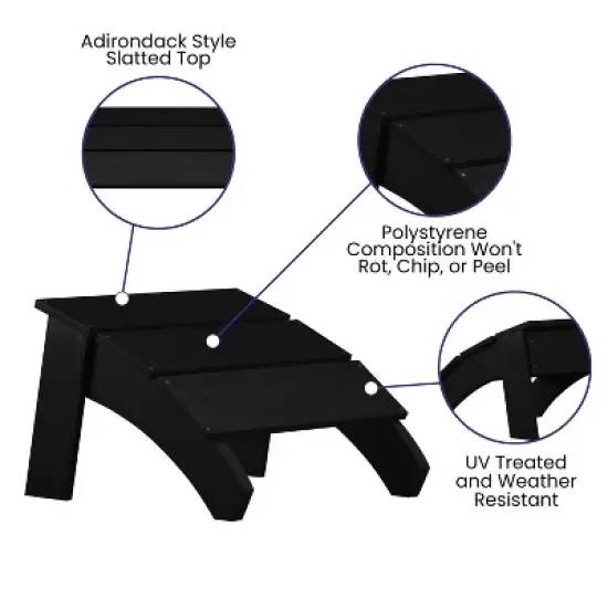 Emma and Oliver Indoor/Outdoor Poly Resin Adirondack Style Ottoman image {1}