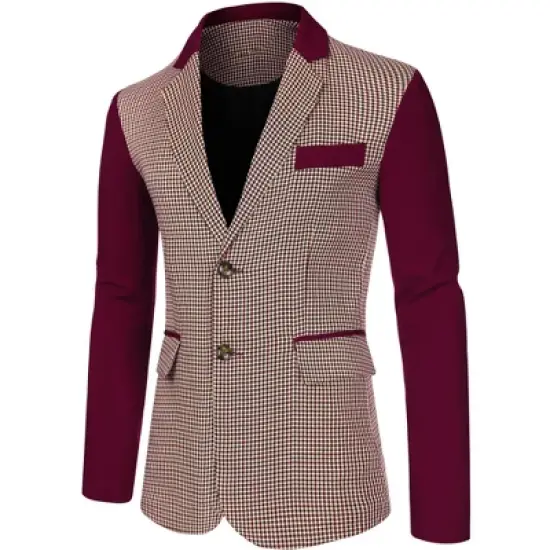 Lars Amadeus Men's Plaid Pattern Button Down Slim Fit Casual Jacket Blazer image {8}