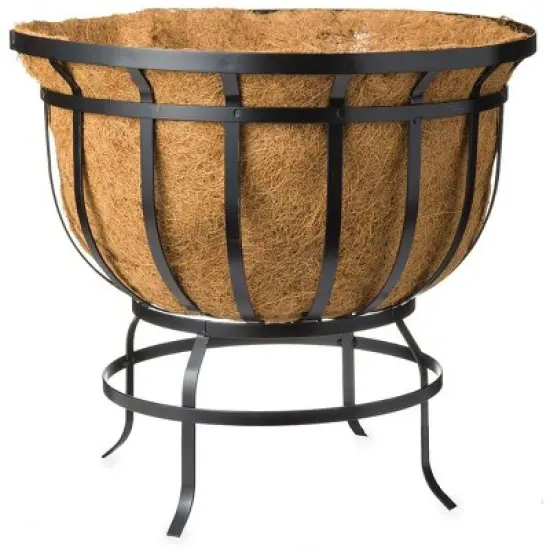 Plow & Hearth - Footed Steel Round Basket Planter with Natural Coir Liner image {3}