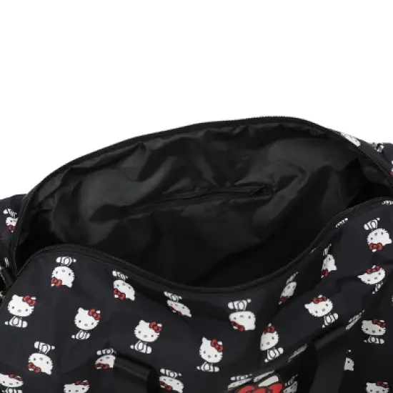 Hello Kitty AOP in Nylon with PU Accents Black Wheeled Duffle image {5}