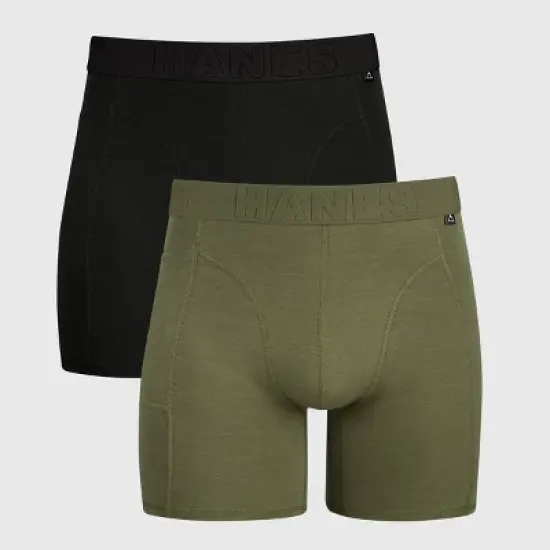 Hanes Premium Men's Explorer Boxer Briefs 2pk - Black/Green image {7}