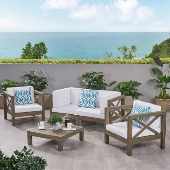 Brava 5pc Acacia Wood Patio Conversation Set - Christopher Knight Home image {5}