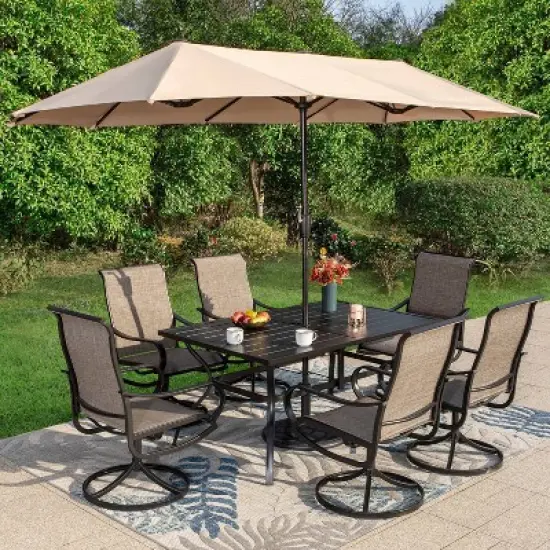 Outdoor Rectangle Steel Dining Table - Black - Captiva Designs image {7}