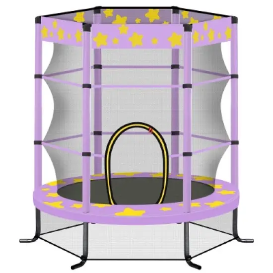 BestParts 55'' Kids Trampoline with Safety Enclosure Net, 4.5FT Indoor & Outdoor Bouncing Fun for Toddlers & Kids image {5}