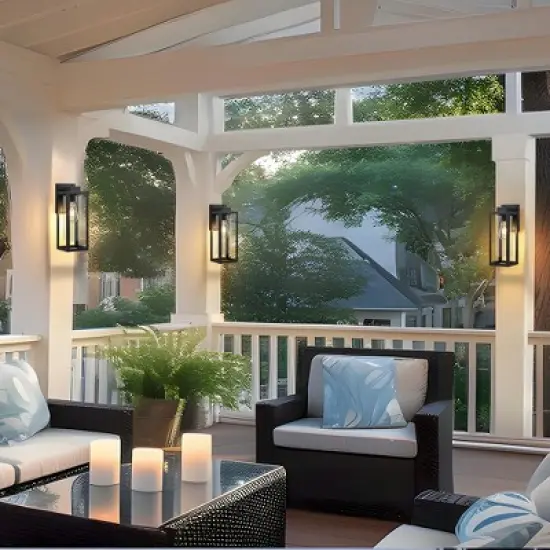 C Cattleya 14 in.1-Light Matte Black Outdoor Wall Lantern Sconce with Cylinder Clear Glass Shade(2-Pack) image {3}