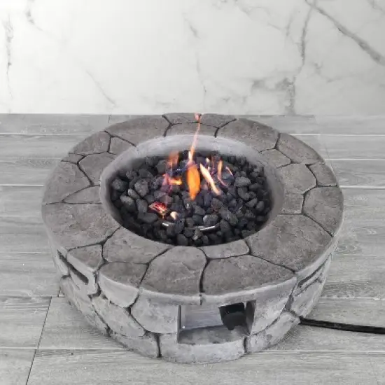 Compact Fiber Reinforced Concrete Outdoor Fire Pit with Stainless Steel Burner and Propane Compatibility image {4}