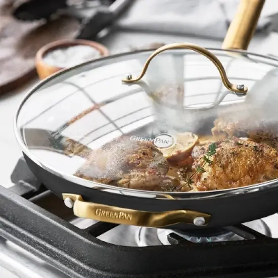 GreenPan Reserve 12" Frypan with Helper Handle & Lid Black image {5}