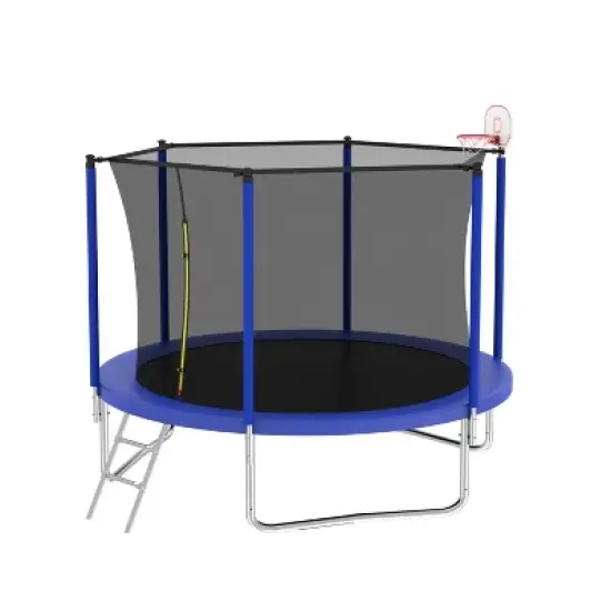 Jump Into Fun 14FT Trampoline for Kids & Adults with Basketball Hoop,Recreational Trampolines with Safety Enclosure for Back Yard Outdoor image {6}