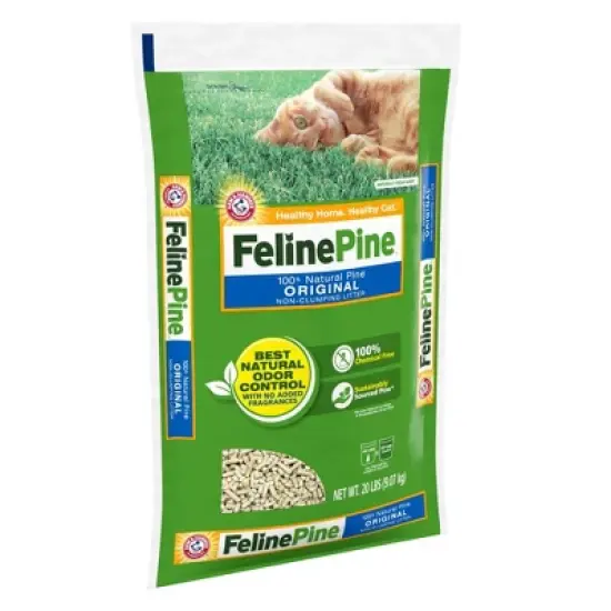 Feline Pine Fragrance Free 100% Natural Pine, Odor Control, Non-Clumping Cat Litter - 20lbs image {2}