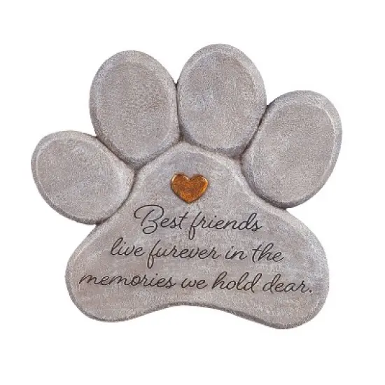 Evergreen 11" Paw Shaped Pet Memorial Garden Stone, Best Friends Live Forever image {4}