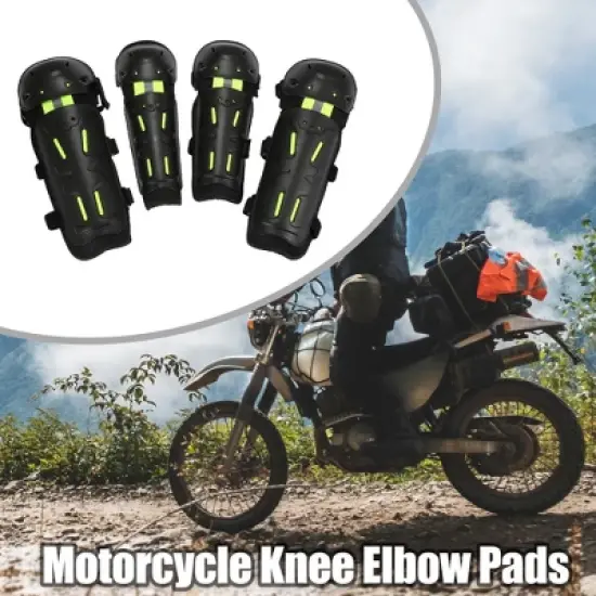 Unique Bargains with Adjustable Strap Motorcycle Knee Elbow Pads Green 4 Pcs image {1}
