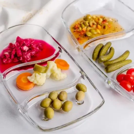 Slickblue Versatile Cristalline Glass Sectional Platter &ndash; Bake & Serve, Heat-Resistant with Feet, Two Size Options image {4}