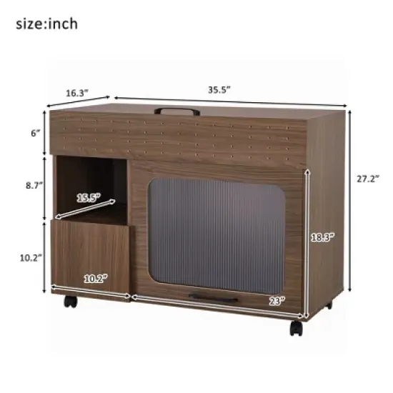 Gulches Furniture Style multi-use Cat litter box house With Storage image {3}