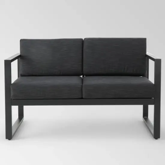 Navan 5pc Aluminum Chat Set with Fire Pit - Dark Gray/Black/Light Gray - Christopher Knight Home image {3}