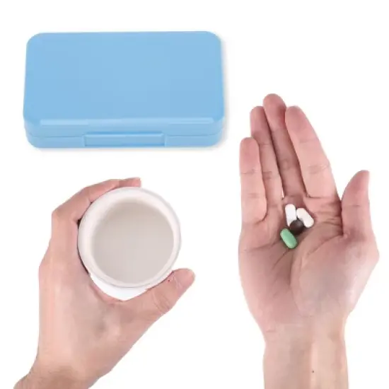 Unique Bargains 4 Grid Flap Pill Case Blue 1 Pc image {3}