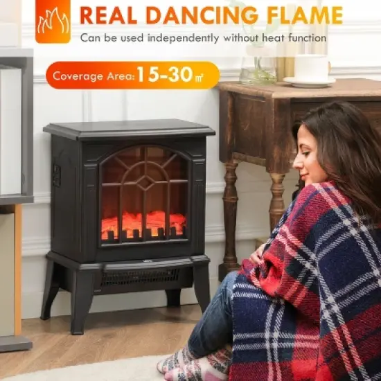 SEVOBAL Fireplace Insert Heater Mantel 3D Flame Fireplace Stove Bottom Air Outlet Fire Place Panoramic Fire Place Heater, Black, 15.9"*11.8"*17.7" image {3}