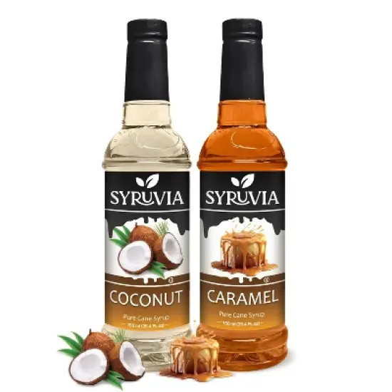 Syruvia Coffee Flavors Variety Pack: Caramel & Coconut 25.4 fl oz Syrup image {7}