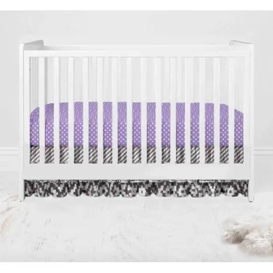 Bacati - Love  Gray Lilac 4 pc Crib Bedding Set with Diaper Caddy image {5}