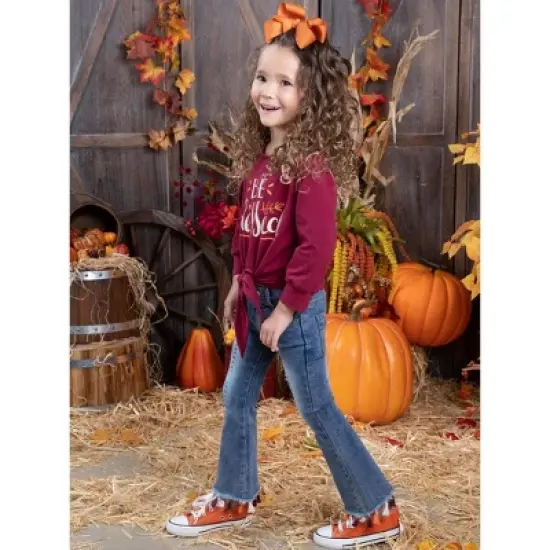 Girls Be Blessed Tassel Bell Bottom Jeans Set - Mia Belle Girls image {6}