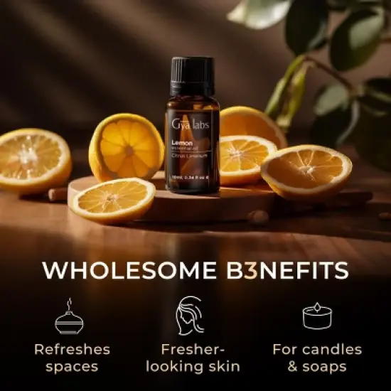 Gya Labs Lemon Essential Oil for Skin - 0.34 Fl Oz - Lemon Oil for Diffuser, Cleaning image {4}