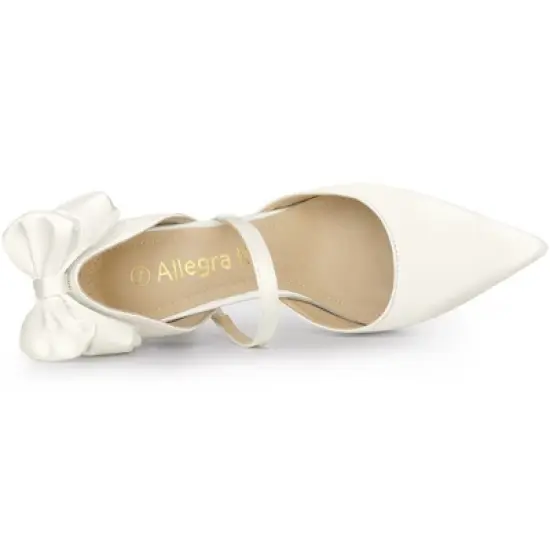 Allegra K Women's Pointed Toe Bow Satin Stiletto Heels Pumps image {5}