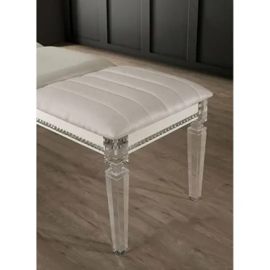 Simple Relax Leatherette and Acrylic Bench in Pearl White Finish image {3}