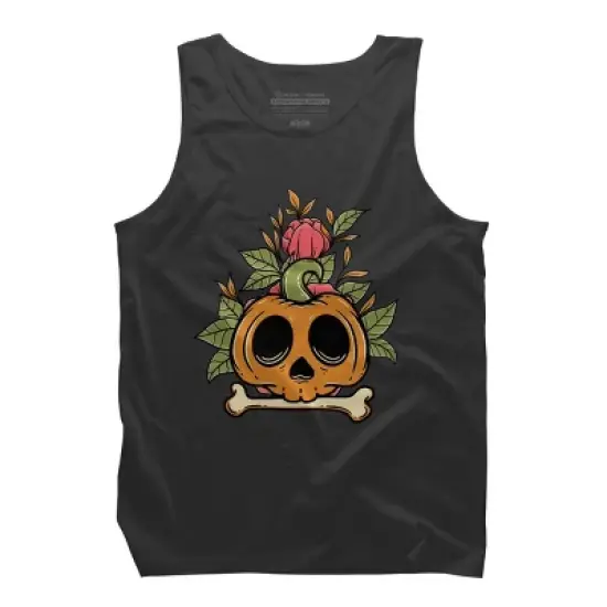 Men's Design By Humans Halloween with Rose Illustration By rukurustudio Tank Top image {5}