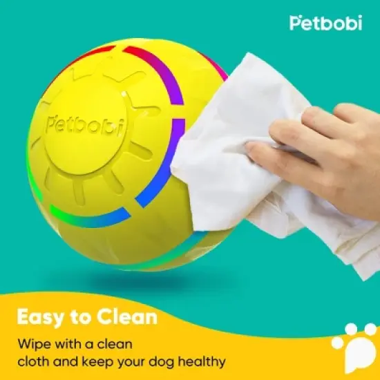 Petbobi Interactive Toy Dog Ball for Medium and Large Dogs, Active Rolling Ball for Dogs with LED Flash Light and USB Rechargeable, yellow image {3}