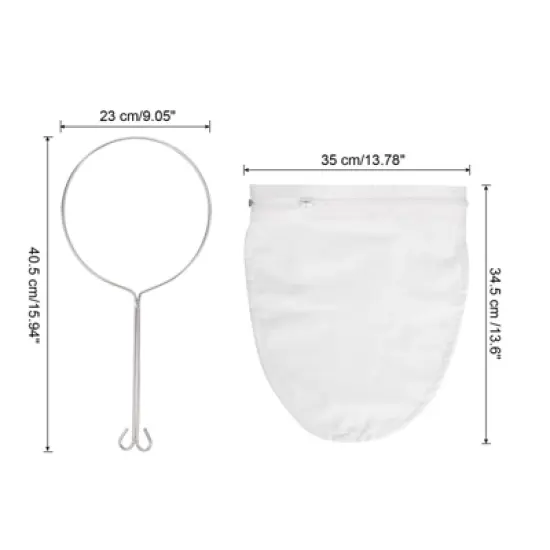 Unique Bargains Stainless Steel Reinforced Frame Cloth Mesh Sturdy Handle Mesh Strainer Bag 2 Sets image {1}