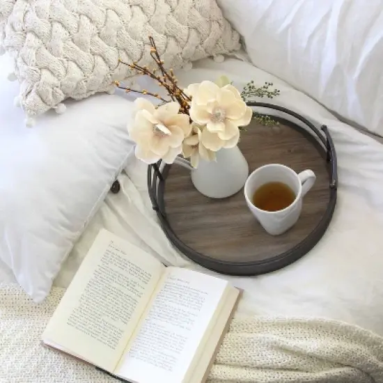 Metal/Wood Decorative Tray - Stratton Home Decor image {1}