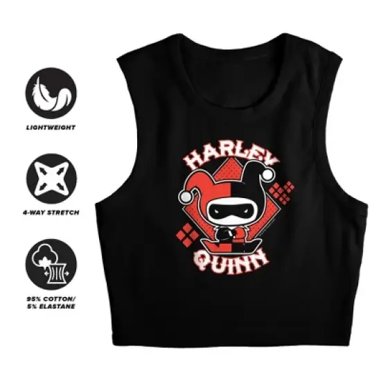 Women's JLA Harley Chibi Sleeveless Crop Top Tank image {2}