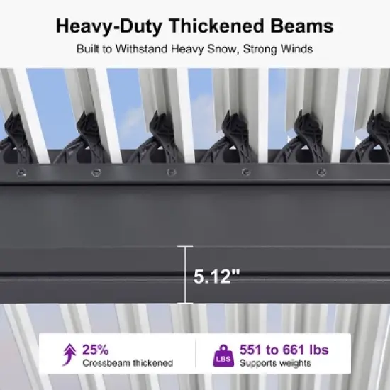 PURPLE LEAF Louvered Pergola Outdoor Aluminum Pergola with White Adjustable Rainproof Roof Grey Frame Hardtop Gazebo for Patio Deck Garden image {10}