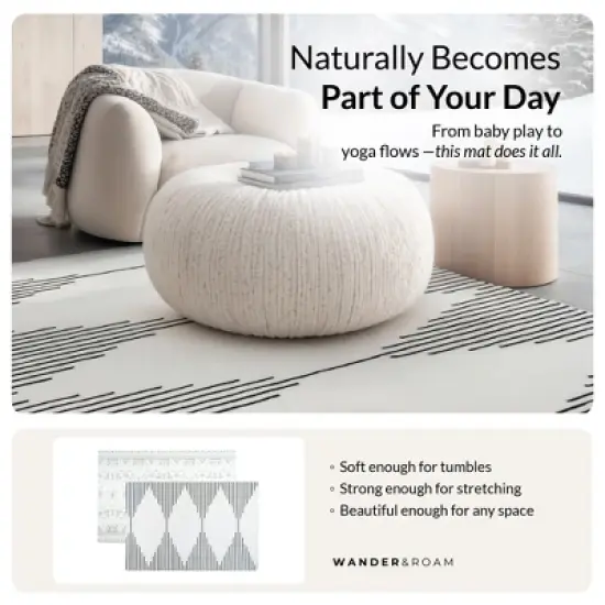 Wander & Roam Reversible Baby PlayMat - Large, Art Deco Inspired&nbsp;Design - Black and White image {9}
