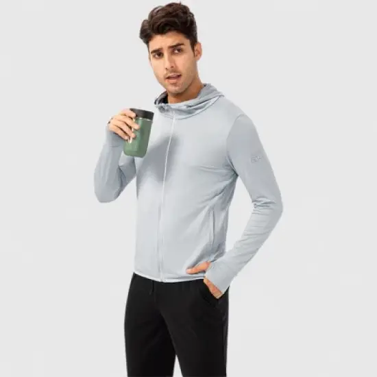 Anna-Kaci Active Men's Lightweight Zip-Up Hooded Jacket with Thumbholes and UPF 50+ Protection image {1}