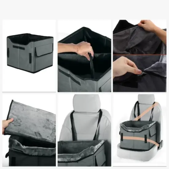 Unique Bargains Portable Dog Car Seat Gray 1 Pc image {5}