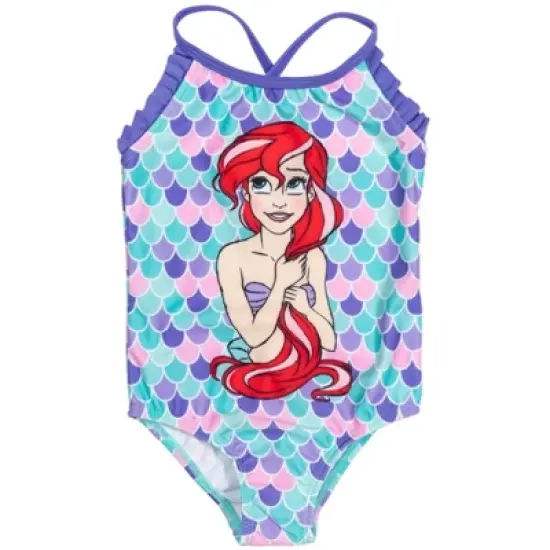Disney Princess Ariel Girls One-Piece Swimsuit Rash Guard Tankini Top Modest Skirt and Bottom 5 Piece Set Little Kid to Big Kid image {7}