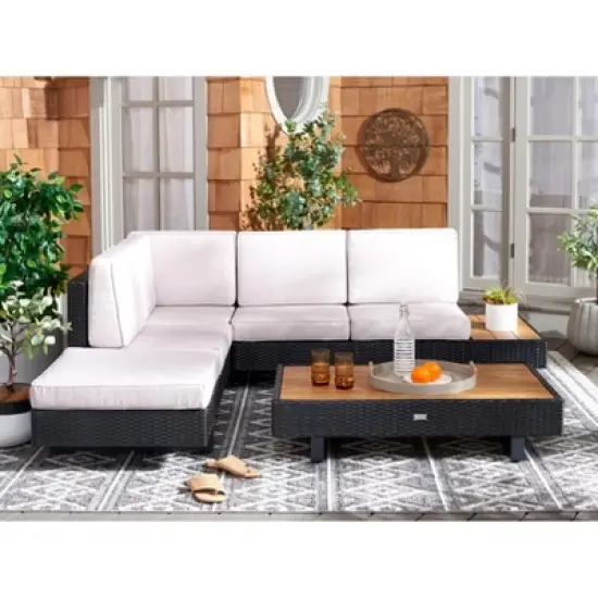Allison Corner Living Set - Indoor/Outdoor - PAT7733 - Grey/Light Grey - Safavieh image {1}