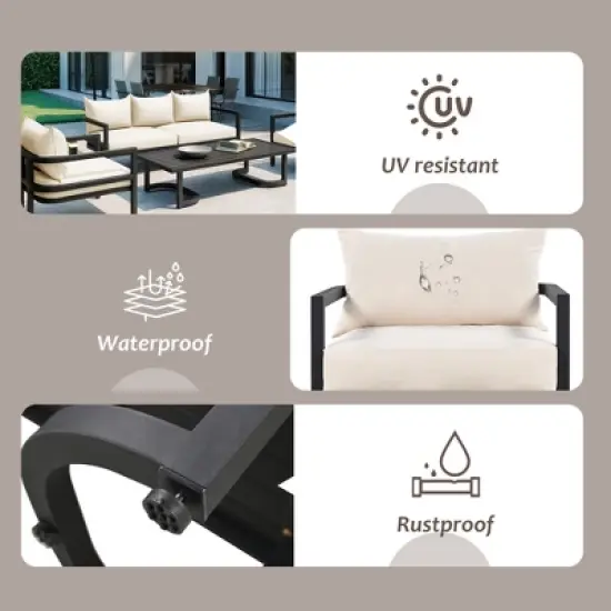 Multi-person Outdoor Steel Sofa Set, Waterproof, Anti-rust and Anti-uv, Suitable for Gardens and Lawns image {4}