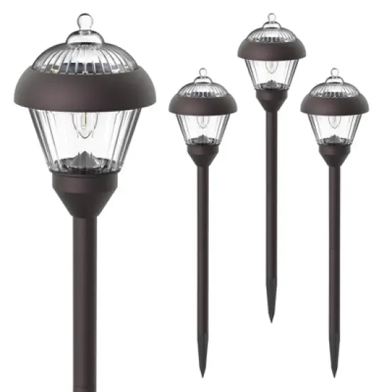 Gigalumi 4-Pack Bronze Metal Solar Pathway Lights, Waterproof Outdoor Garden Lights with Warm White LED Bulbs image {8}