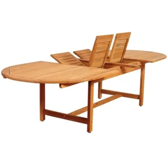 Hillside 11pc Teak Wood Wicker Double-Extendable Oval Patio Dining Set - International Home Miami image {2}